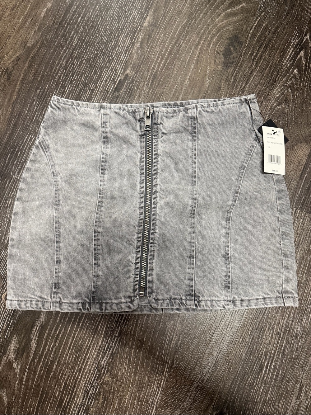 AFRM Karol Denim Mini Skirt – Smokey Grey Wash (Size 25)